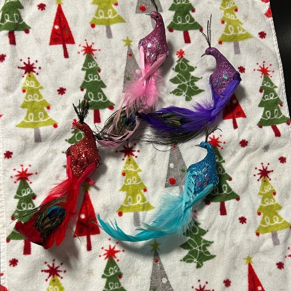 Colorful Peacock Ornaments Set